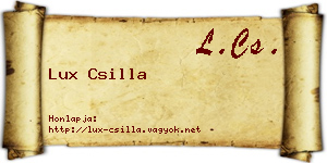 Lux Csilla névjegykártya
